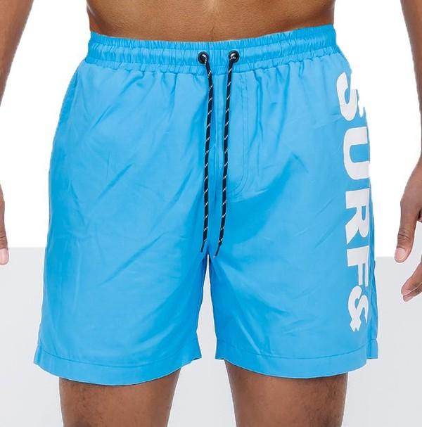 WEIV Men's Blue Swim Shorts with Surf Print, Perfect beachwear for vacations