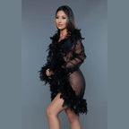 Womens Boa Trim Lux Robe - VacationGrabs