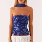 Women's blue beaded camisole, perfect for summer outings and events