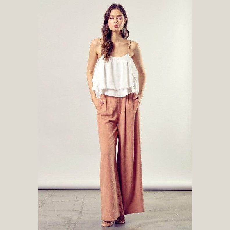 Beaded Shoulder Strap Cami Top - VacationGrabs