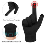 Men's black touchscreen gloves with a thickened elastic cuff, perfect for winter