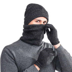 Men's dark gray beanie and hat set for cold weather protection