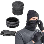 Pink Iolaus men's beanie and hat set in gray, perfect for winter warmth