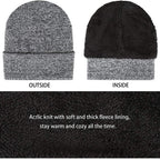 Men's Pink Iolaus beanie and hat, acrylic knit, soft fleece lining, winter wear