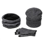 Pink Iolaus men's beanie and hat set, soft gray fleece for warmth