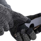 Men's gray knit gloves, touchscreen compatible, for winter use