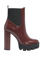 Beatriz Croc Print Block Heel Ankle Boots