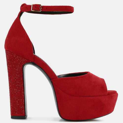 Women's Shoes - Heels Beaty High Block Heeled Diamante Stud Sandals