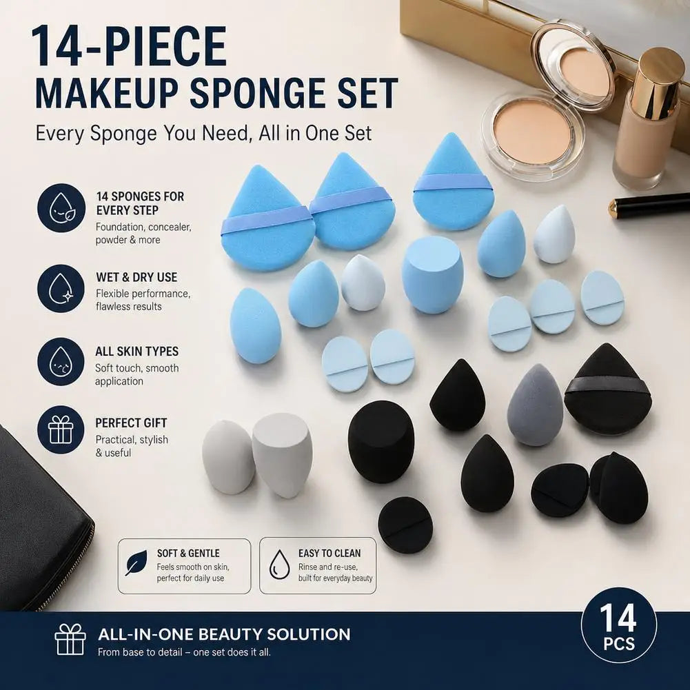 14-piece beauty sponge set for blending foundation (photo 1 of 10)