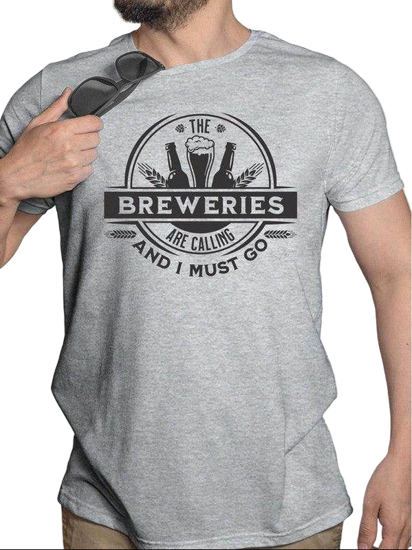 Ocean and 7th beer lover shirt in gray with brewery-themed graphic and relaxed fit