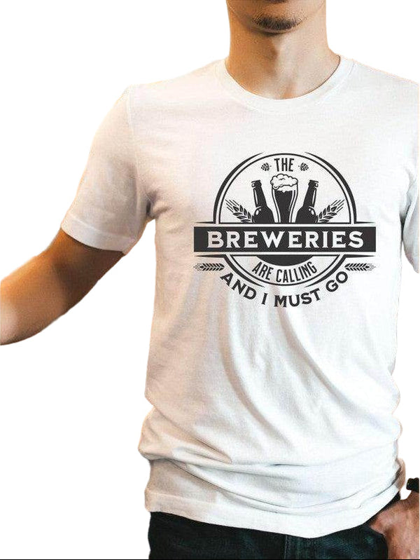 Ocean and 7th Beer Lover Shirt featuring 'The Breweries Are Calling and I Must Go' design