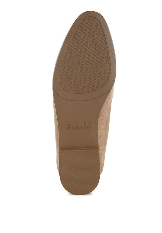 Sole view of Rag Company beige slip on loafers for women with textured non-slip bottom