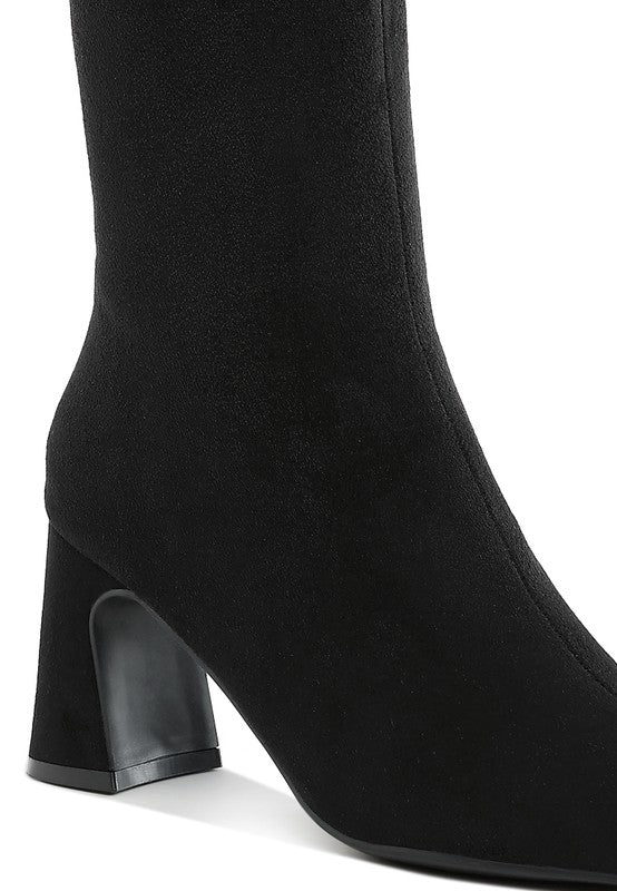 Black ankle boots with square toe and block heels from Rag Company, perfect for stylish outfits
