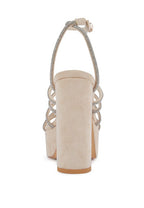 Women's black strappy platform sandals with adjustable ankle strap