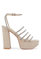 Women's black strappy platform sandals with sparkling details for parties