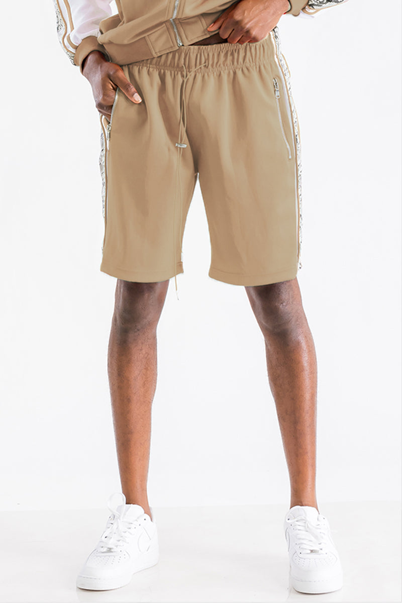 Snake Strip Shorts with Zippered Pockets