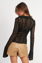 Women's Shirts Bell Sleeve Lace Top