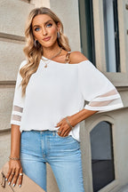 Women's white bell sleeve shirt, stylish and casual for everyday wear