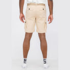 Belted summer shorts for men in beige with cargo pockets and comfortable fit