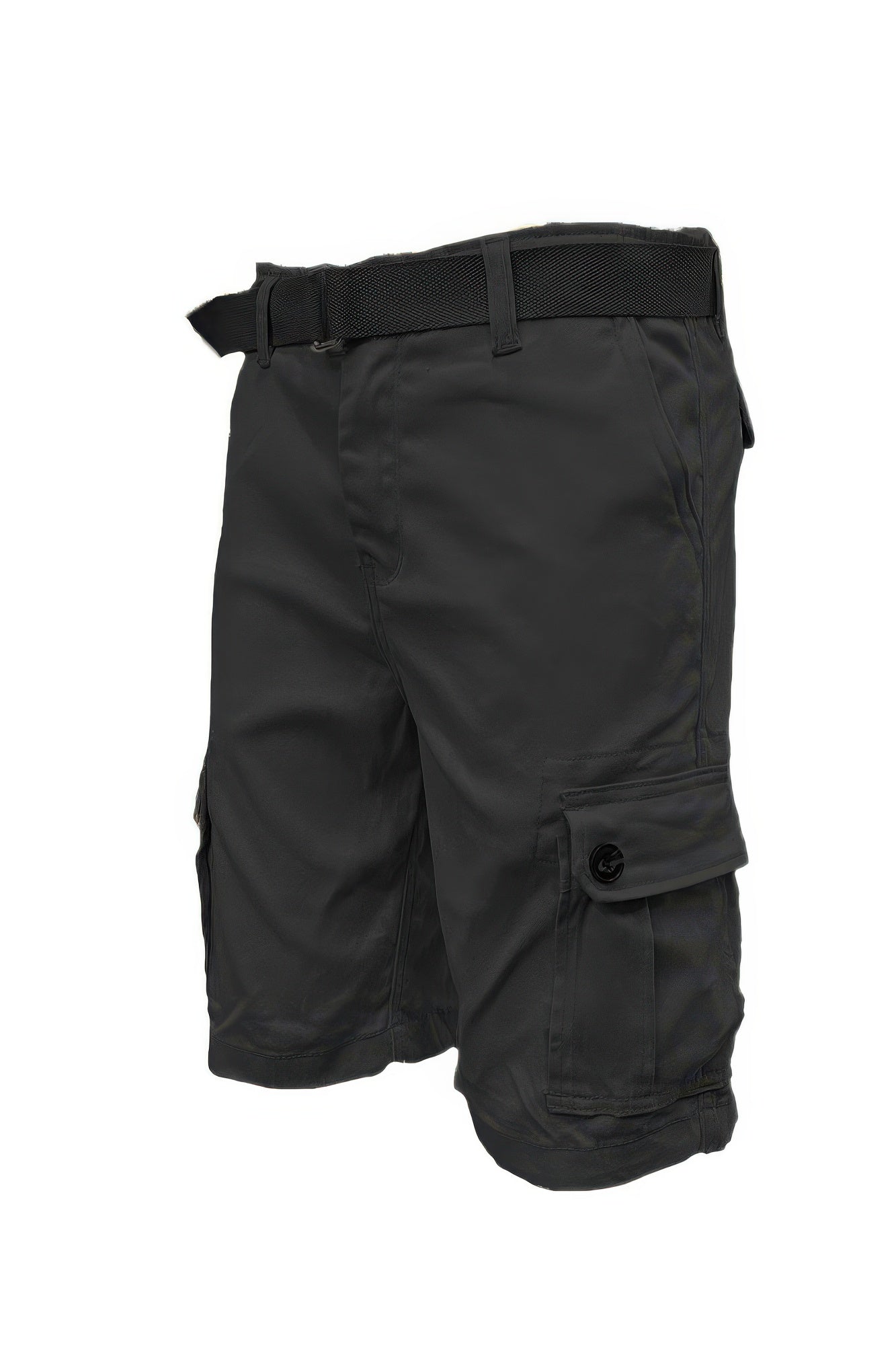Belted summer shorts for men by VacationGrabs in dark gray with cargo pockets and adjustable belt