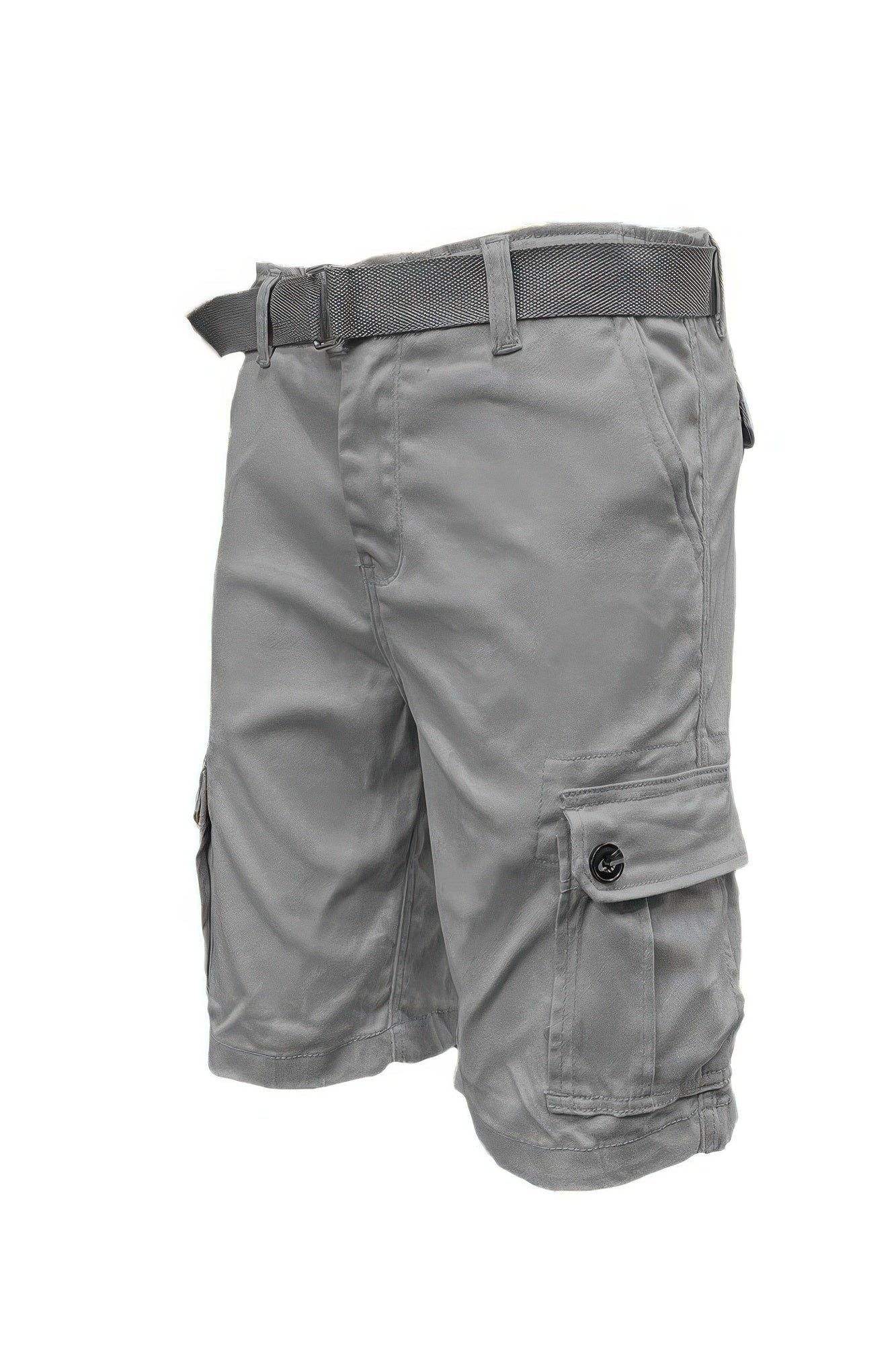 Belted summer shorts for men in grey with multiple pockets and adjustable waist