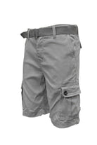Belted summer shorts for men in grey with multiple pockets and adjustable waist