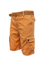 Belted summer shorts for men in orange with side pockets and a stylish adjustable belt
