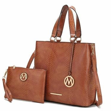 Wallets, Handbags & Accessories Beryl Snake Embossed Vegan Leather Women Tote Bag with Wristlet