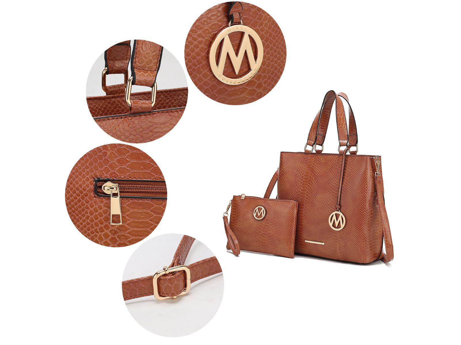 Wallets, Handbags & Accessories Beryl Snake Embossed Vegan Leather Women Tote Bag with Wristlet
