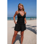 Women's black beugel bikini set, stylish beachwear for summer fun