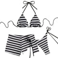 Black and white striped beugel bikini set for beachwear