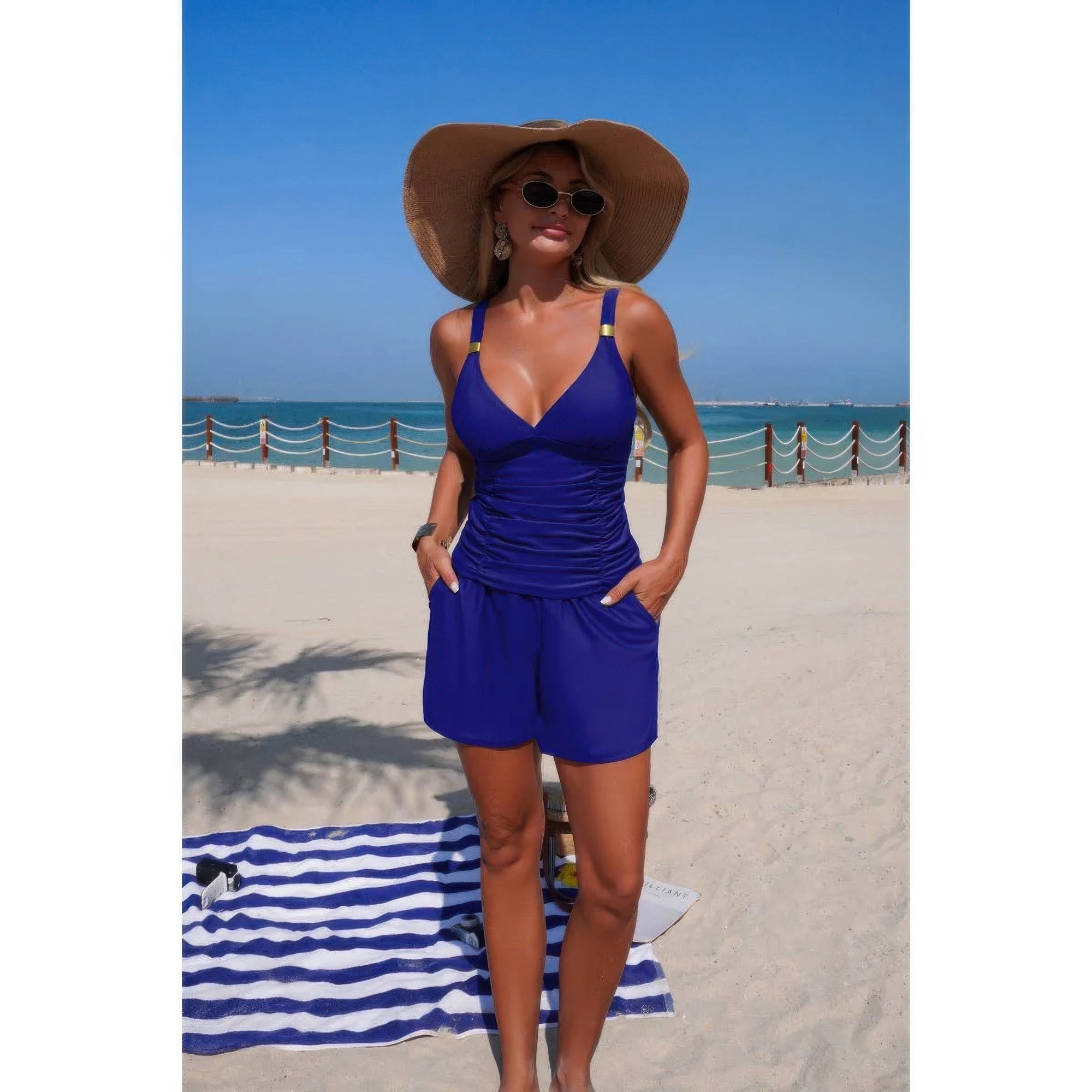 Blue beugel bikini set with stylish design for beach vacations