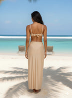 Women's beige beugel bikini set by VacationGrabs, perfect for beach vacations
