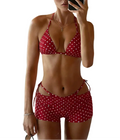 red beugel bikini set with polka dots, perfect for beachwear