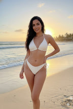 Women's white beugel bikini set, perfect for beach vacations