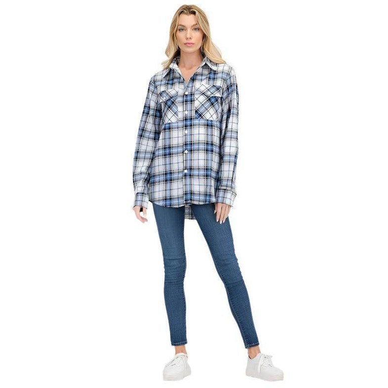 BF Regular Fit Checker Plaid Flannel Long Sleeve - VacationGrabs