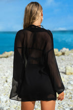 Sheer Tunic Shirt & Drawstring Shorts Cover-Up