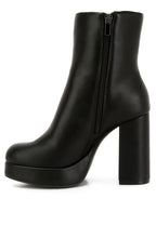 Rag Company chunky heel ankle boots for women in black with side zipper design
