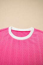 Colorblock Textured Tee & Drawstring Shorts Set