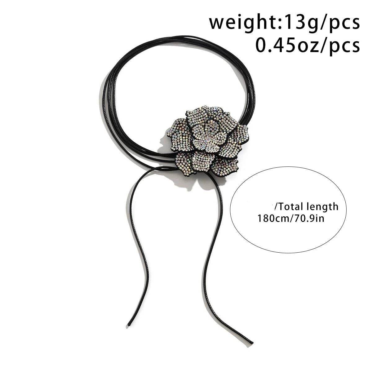 Big flower crystal choker for women featuring a unique floral design and adjustable length