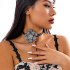 Big flower crystal choker for women featured on a model showcasing its elegant design and stylish appeal