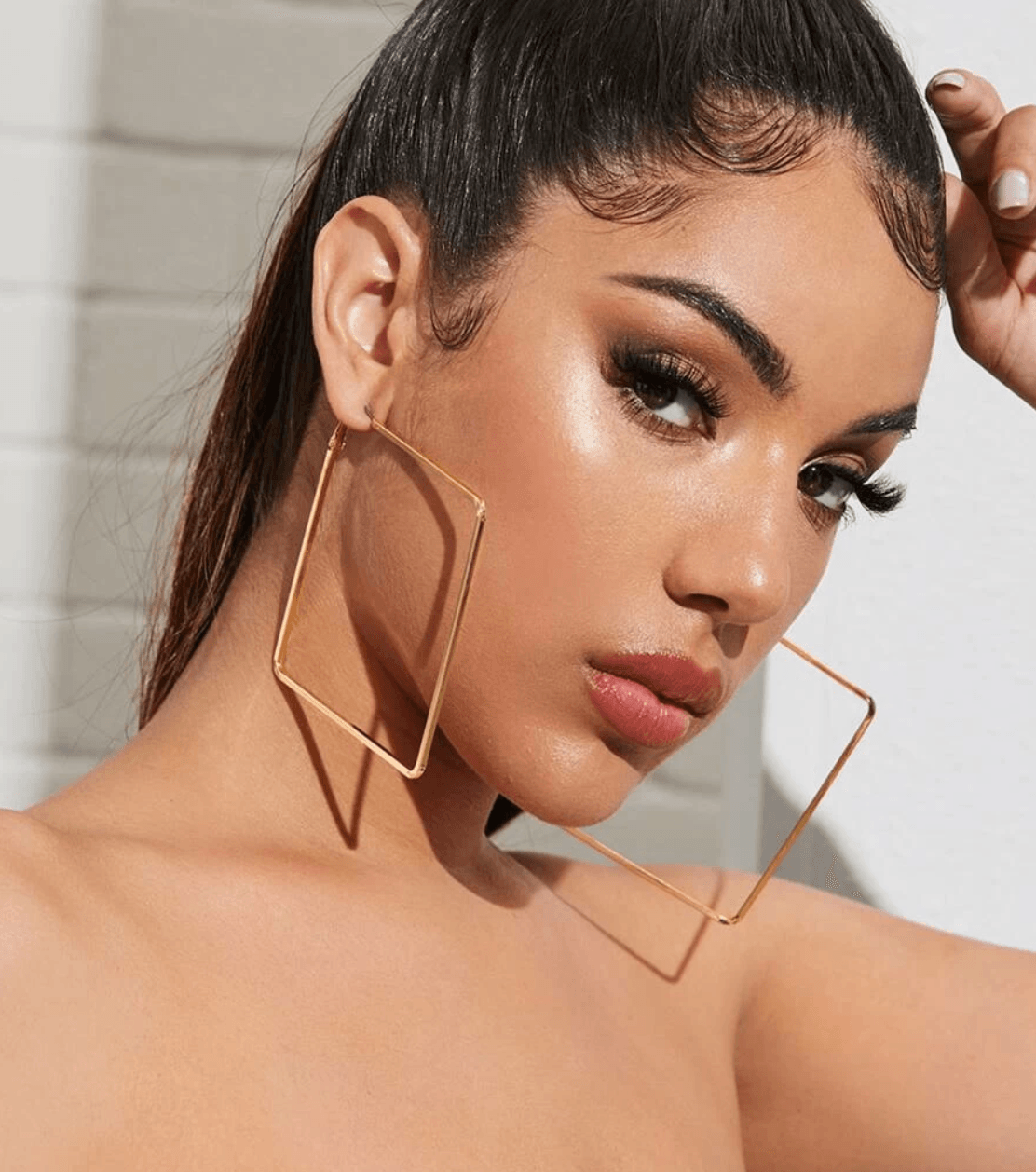 Women's Jewelry - Earrings Big Metallic Square Hoop Earrings