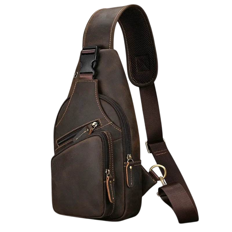 Big Size Leather Chest Bag Crazy Horse Sling Crossbody