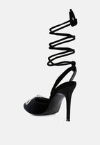 Big Treat Rhinestone Embellished Lace Up Sandals