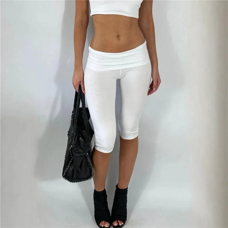 Women's white biker short shorts, stretchy fabric for gym wear