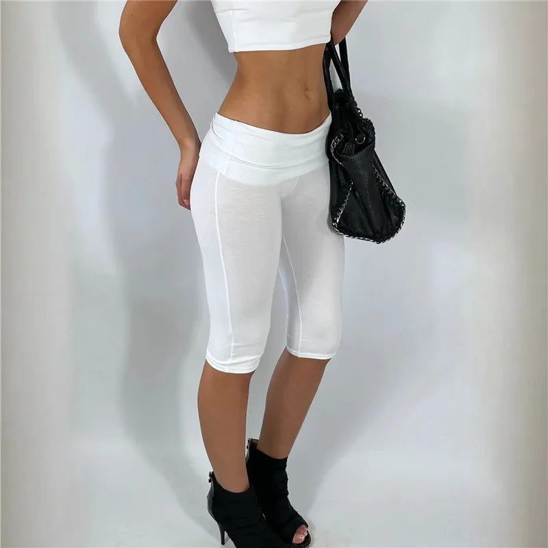 Women’s white biker short shorts made for active workouts
