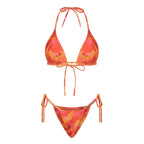 Women's orange tie-dye bikini set for beach and poolside wear