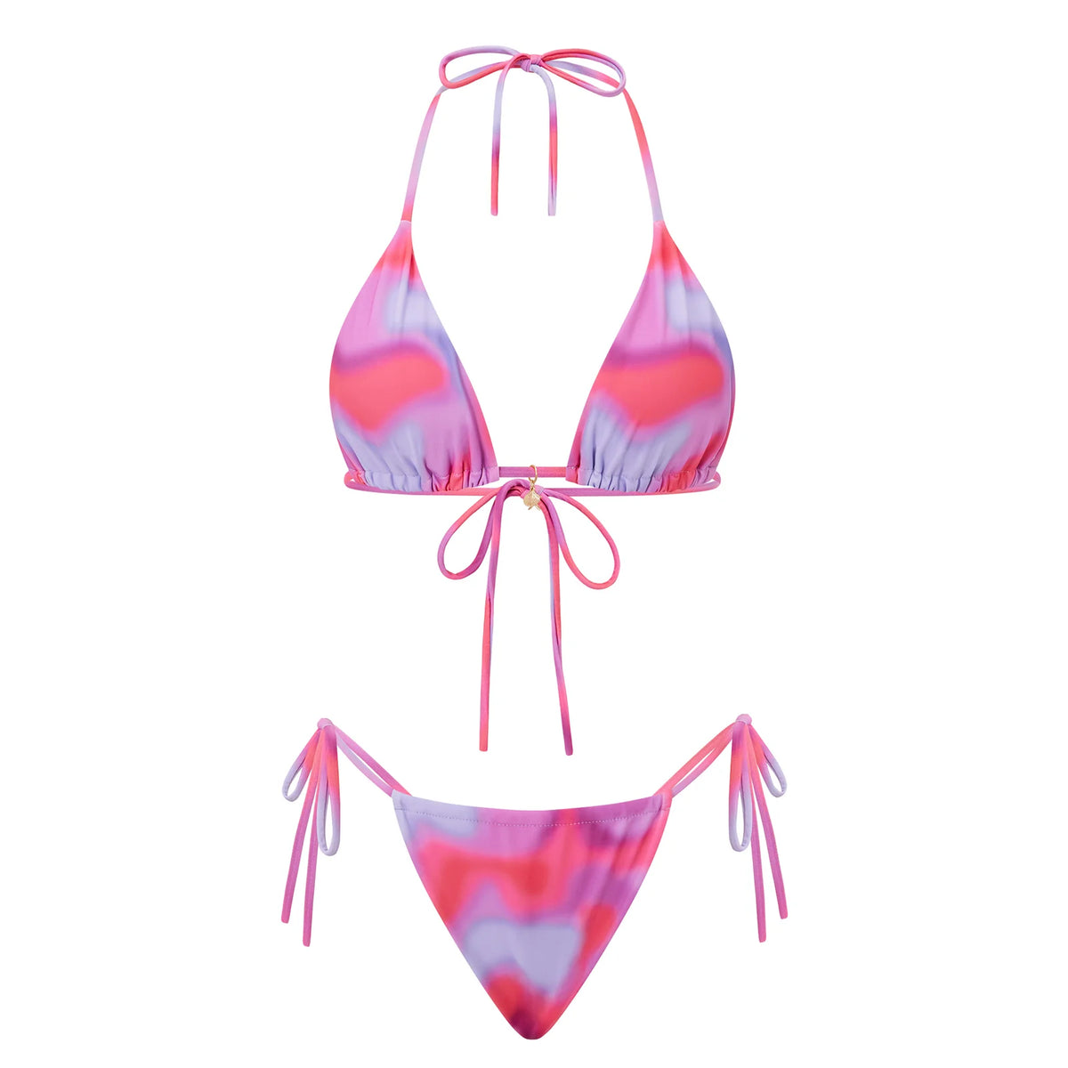 Women's pink patterned bikini set, perfect for beachwear