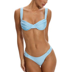 Light blue women's bikini set, soft material, perfect for beach outings
