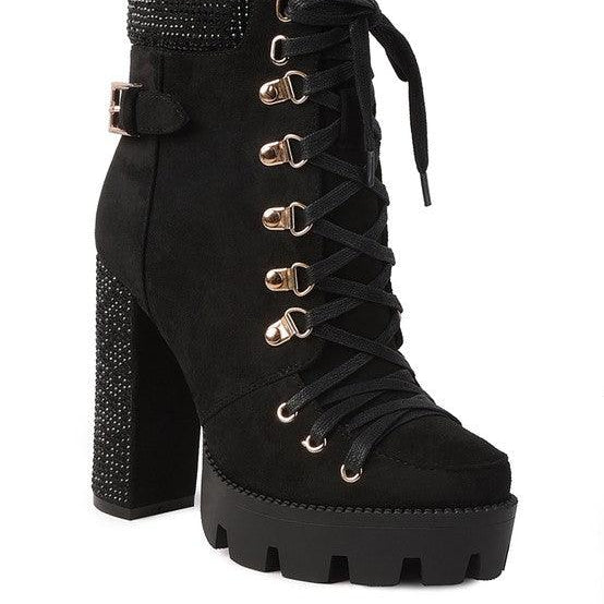 Women's Shoes - Boots Birch Diamante Set Block Heeled Ankle Boot